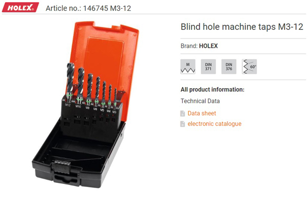 HOLEX MACHINE TAP SET