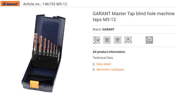 GARANT MACHINE TAP SET