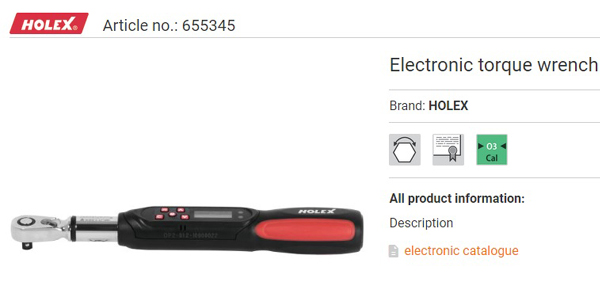 HOLEX  ELECTRONIC TORQUE WRENCH 655345