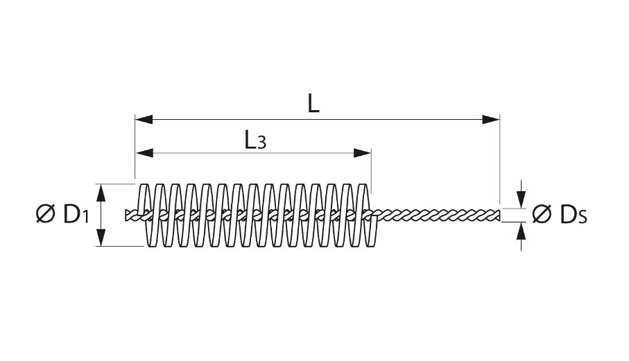 튜브브러쉬 스틸와이어 0.20mm 20mm (Tube brush Steel wire 0.20 mm 20 mm)