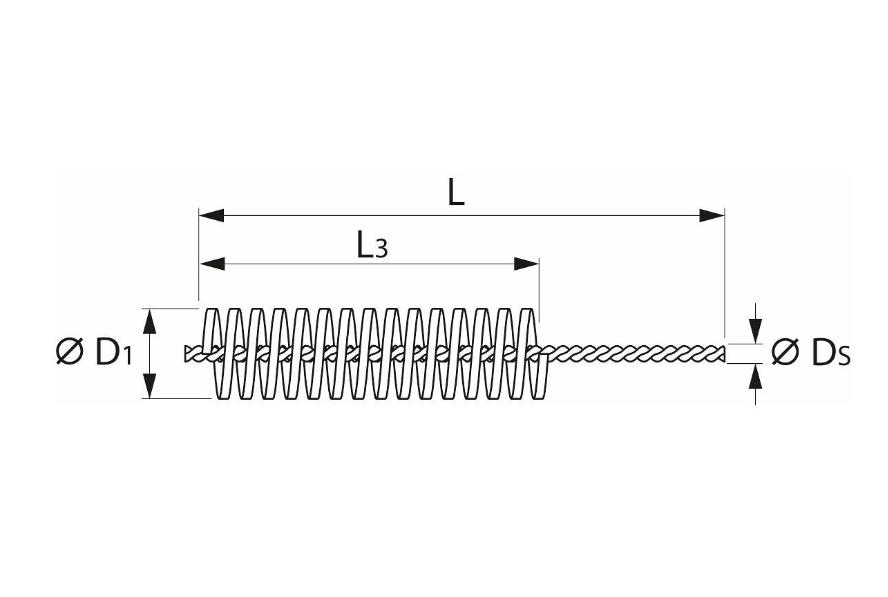 튜브브러쉬 스틸와이어 0.12mm 16mm (Tube brush Steel wire 0.12 mm 16 mm)