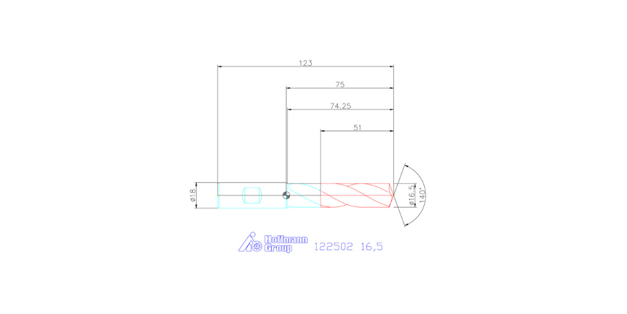 스틸 솔리드 카바이드 드릴, 웰던 생크 DIN 6535 HB 16,5 (Steel solid carbide drill, Weldon shank DIN 6535 HB 16,5)