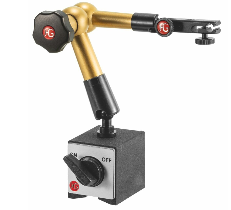 인디케이터 홀더 220mm에 미세 조정이 가능한 유압 자가측정 스탠드 Hydraulic magnetic measuring stand (with base) with mechanical fine adjustment at the indicator holder 220 mm